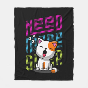 Meer slaap nodig   Grappige Cat schattige geeuwen  Fleece Deken