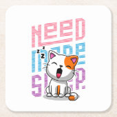 Meer slaap nodig | Grappige Cat schattige geeuwen Kartonnen Onderzetters (Voorkant)