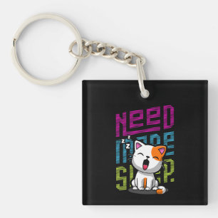 Meer slaap nodig   Grappige Cat schattige geeuwen  Sleutelhanger