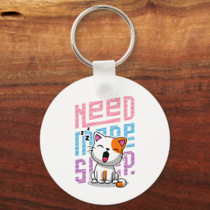 Meer slaap nodig   Grappige Cat schattige geeuwen  Sleutelhanger