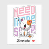 Meer slaap nodig | Grappige Cat schattige geeuwen Sticker (Vel)