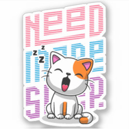 Meer slaap nodig | Grappige Cat schattige geeuwen  Sticker