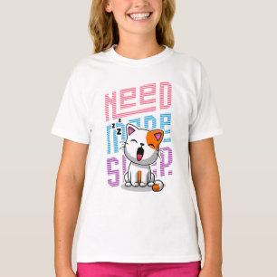 Meer slaap nodig   Grappige Cat schattige geeuwen  T-shirt
