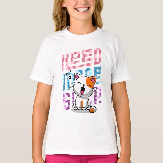 Meer slaap nodig | Grappige Cat schattige geeuwen  T-shirt (Voorkant)