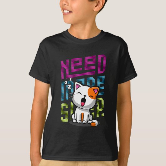 Meer slaap nodig | Grappige Cat schattige geeuwen T-shirt (Voorkant)