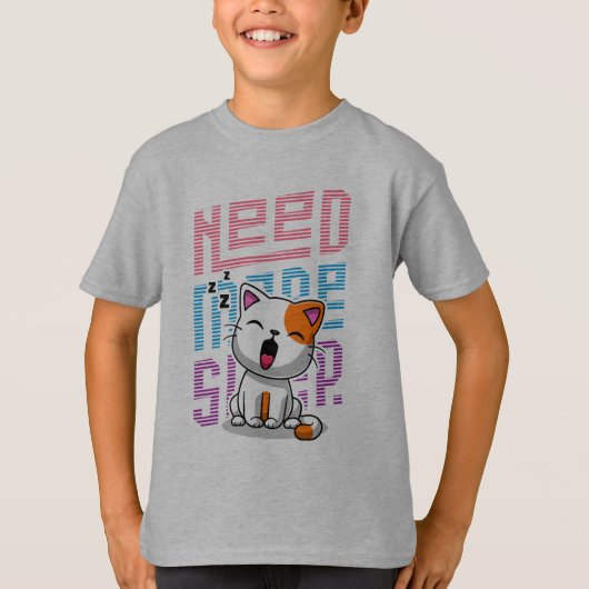 Meer slaap nodig | Grappige Cat schattige geeuwen  T-shirt (Voorkant)