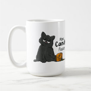 Meer Snoep Alsjeblieft Halloween Zwarte Kat Koffiemok
