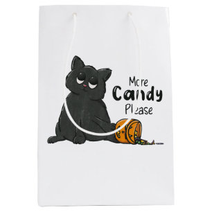 Meer snoep alsjeblieft Halloween Zwarte Kat Medium Cadeauzakje