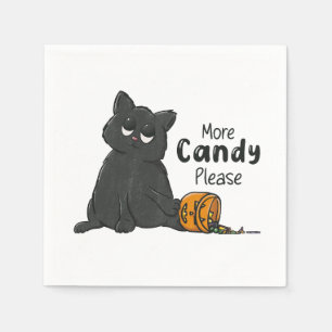 Meer snoep alsjeblieft Halloween Zwarte Kat Servet