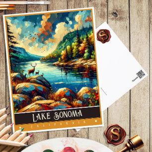 Meer Sonoma, Californië Schilderij in vintage st Briefkaart