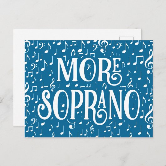 Meer Soprano - Blauwe Witte Zanger Briefkaart (Voorkant / Achterkant)