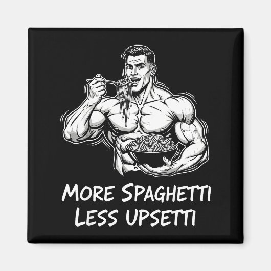 Meer Spaghetti Minder Etti Bodybuilder Eet Pasta Magneet (Voorkant)