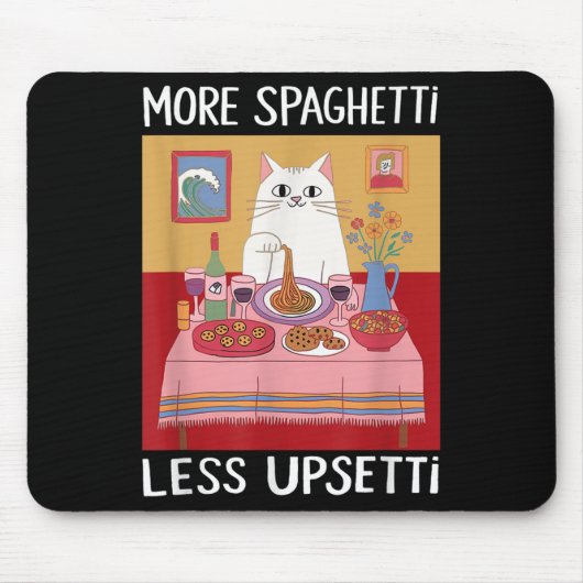 Meer spaghetti minder overstuur Grappig Schattige Muismat (Voorkant)