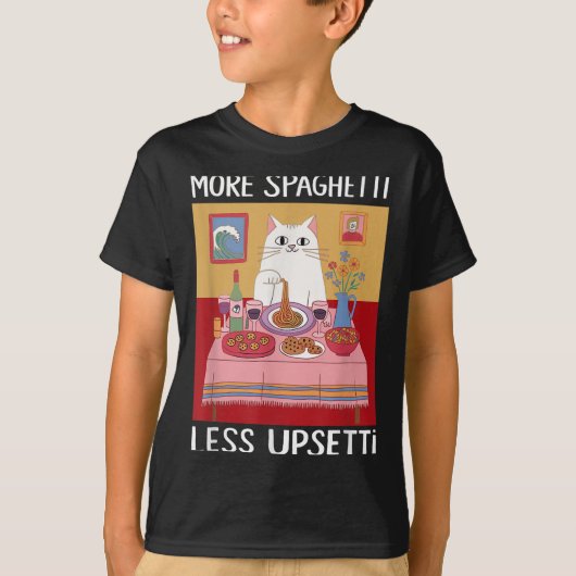 Meer spaghetti minder overstuur Grappig Schattige  T-shirt (Voorkant)