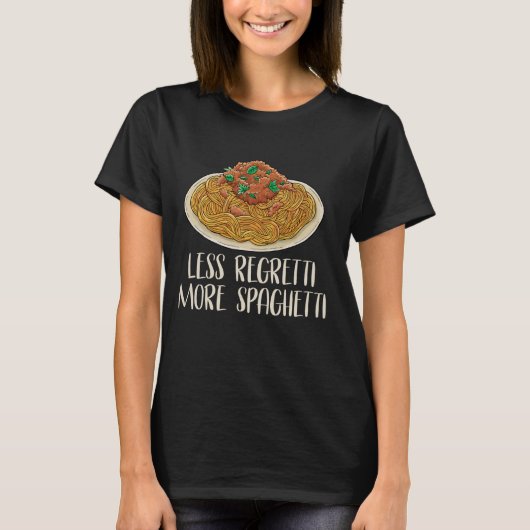 Meer spaghetti minder spijt grappige spaghetti lie t-shirt (Voorkant)
