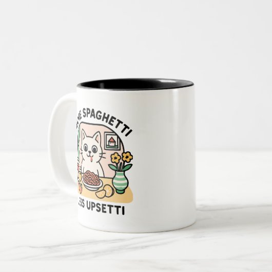 Meer spaghetti minder upsetti Cat mok (Voorkant links)