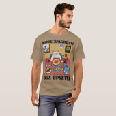 Meer Spaghetti Minder Upsetti Grappige Cute Kat Ze T-shirt (Voorkant volledig)