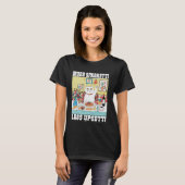 Meer Spaghetti Minder Upsetti Grappige Kat Quote T-shirt (Voorkant volledig)