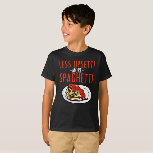 Meer Spaghetti Minder Upsetti - Noodle Pasta Itali T-shirt (Voorkant volledig)