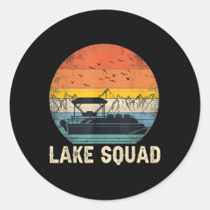 Meer Squad Vintage Pontoon Boot Kapitein Zomer Vib Ronde Sticker