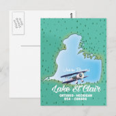 meer St Clair USA Canada meer kaart (Voorkant / Achterkant)
