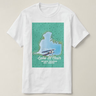 meer St Clair USA Canada meer kaart T-shirt