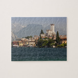 Meer stad, Malcesine, provincie Verona, Italië Legpuzzel