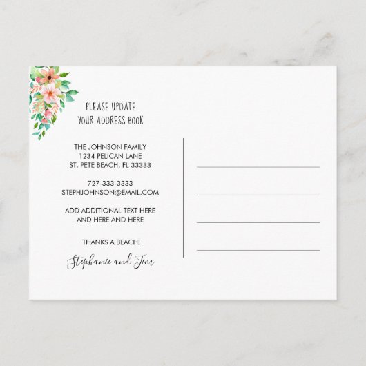 Meer Sun No Snow New Address Florida Map Aankondigingskaart (Achterkant)