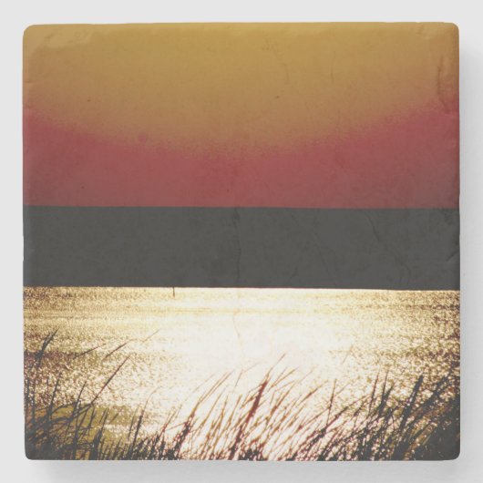 Meer Sunset Stenen Onderzetter (Voorkant)