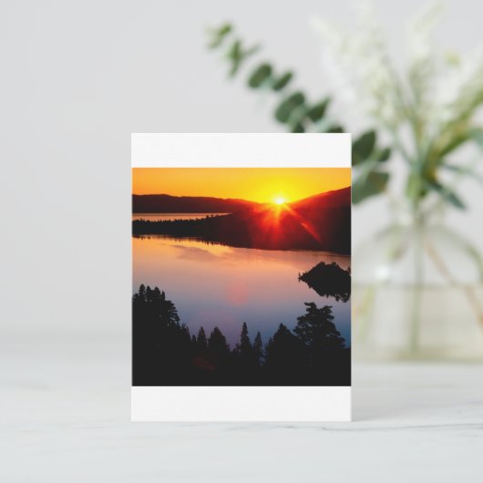 Meer Tahoe van de Baai van de zonsondergang het Briefkaart (Staand voorkant)