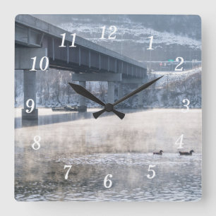 Meer Taneycomo Nevelige Winter Visserij Wandklok