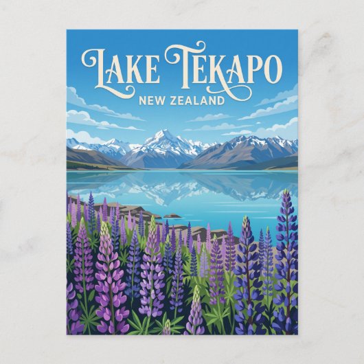Meer Tekapo Nieuw-Zeeland Briefkaart (Voorkant)