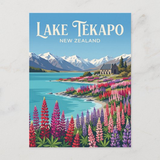 Meer Tekapo Nieuw-Zeeland Briefkaart (Voorkant)