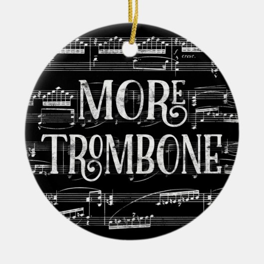 Meer trombone-alkboard - zwarte witte muziek keramisch ornament (Voorkant)