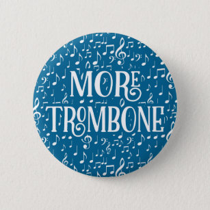 Meer trombone - Blauwe witte muziek Ronde Button 5,7 Cm