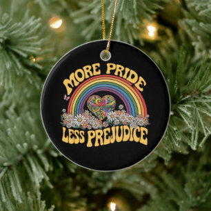 Meer trots minder vooroordeel Retro Regenboog Prid Keramisch Ornament