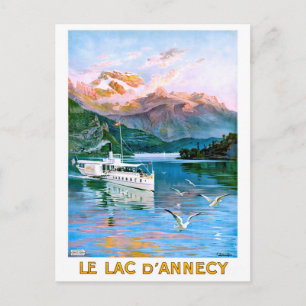 Meer van Annecy, zeilschip, Frankrijk, vintage rei Briefkaart
