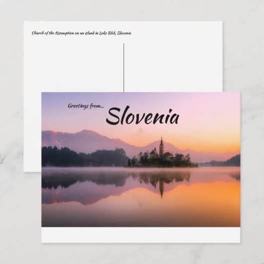 Meer van Bled Slovenië Post Kaart (Voorkant / Achterkant)