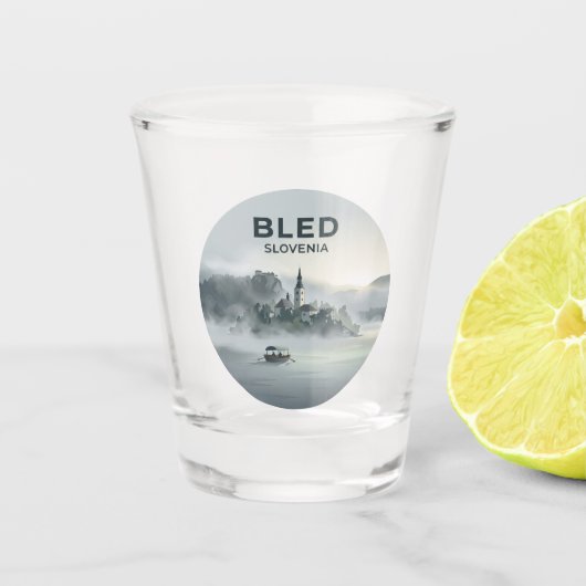 Meer van Bled Slovenië Shot Glas (Voorkant)