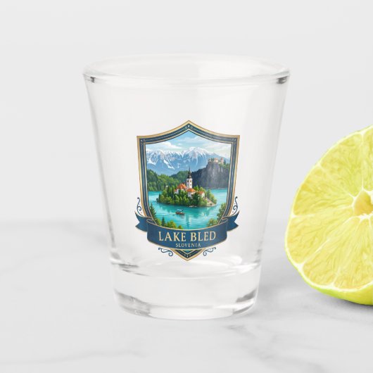 Meer van Bled Slovenië Shot Glas (Voorkant)