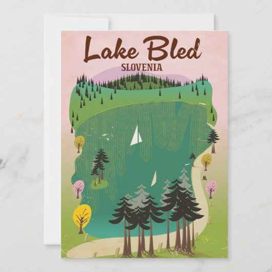 Meer van Bled vintage reisposter Slovenië (Achterkant)