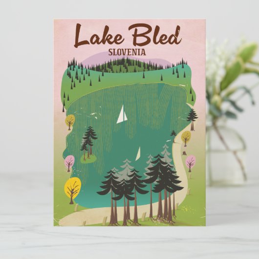 Meer van Bled vintage reisposter Slovenië (Staand voorkant)