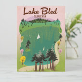 Meer van Bled vintage stijl reisposter Slovenië (Staand voorkant)