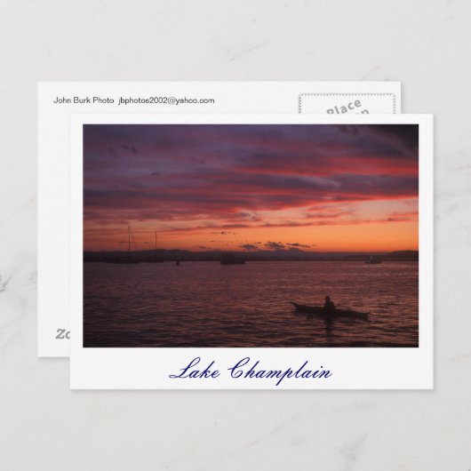 Meer van Champlain Sunset Paddler Briefkaart (Voorkant / Achterkant)