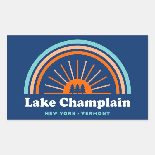 Meer van Champlatte New York Vermont-regenboog Rechthoekige Sticker (Voorkant)