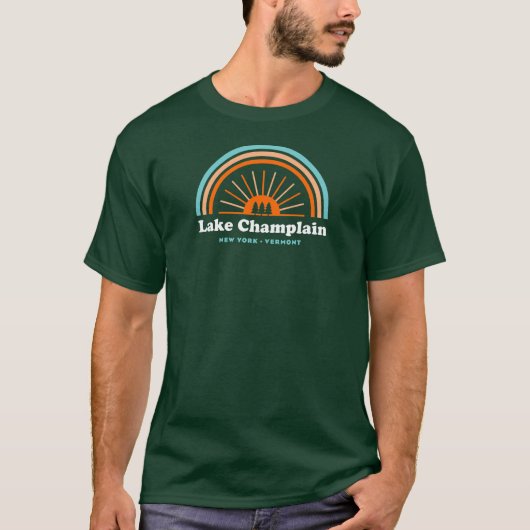 Meer van Champlatte New York Vermont-regenboog T-shirt (Voorkant)