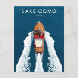 Meer van Como antieke motorboot – Italiaanse Reis Briefkaart