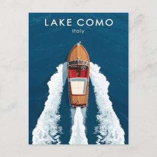 Meer van Como antieke motorboot – Italiaanse Reis  Briefkaart
