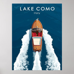 Meer van Como antieke motorboot – Italiaanse Reis  Poster