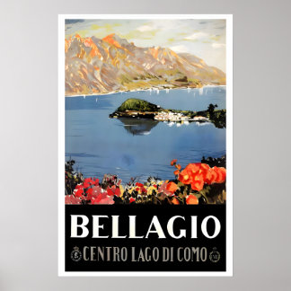 Meer van Como Bellagio Vintage Italiaanse POSTER P